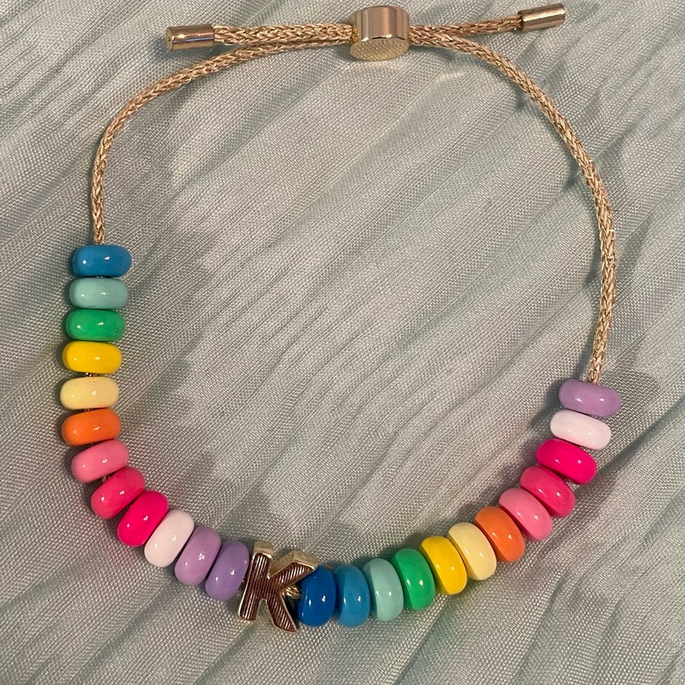 Rainbow “K” initial bracelet